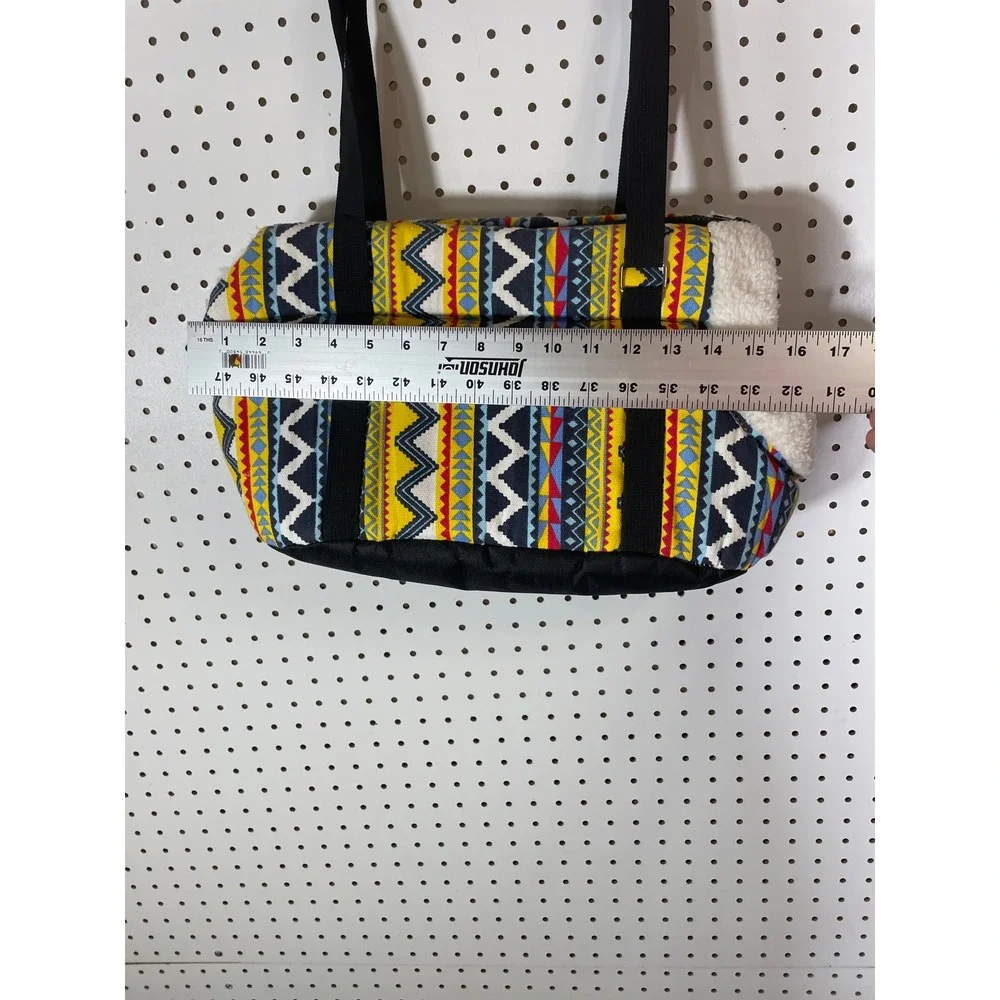 Small Pet Carrier Bag Tribal Geometric Pattern Fleece Lined Soft Sided Tote